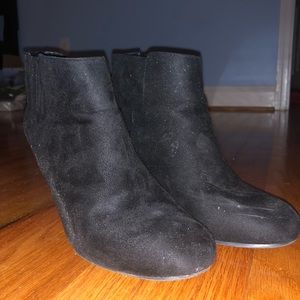Black bootie wedges